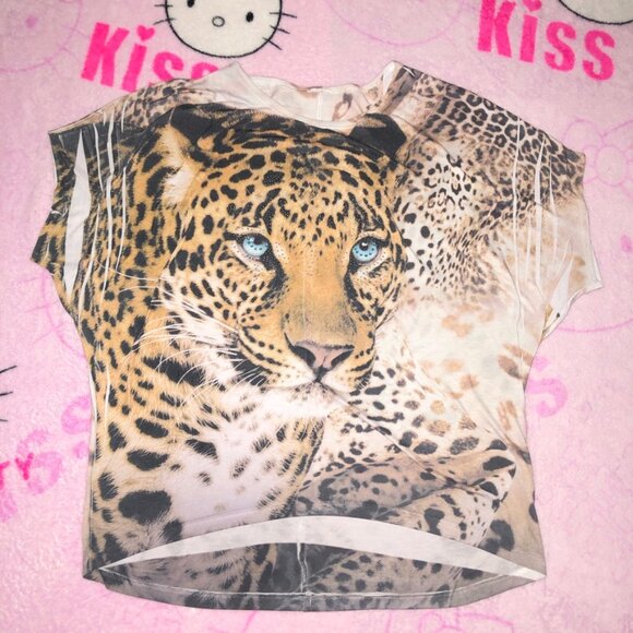 y2k trashy leopard rhinestone top - Picture 1 of 7